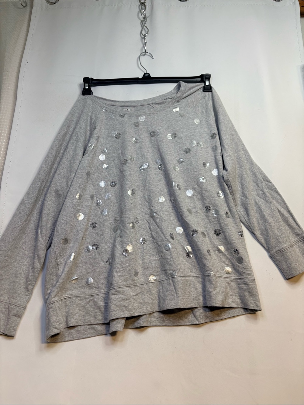 Style & Co SportGray Sequin Dot Pullover Essential Sweater size 2x
